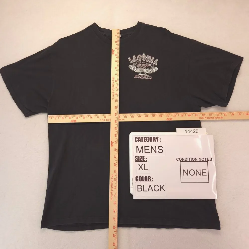 Laconia 88th  Motorcycles Week 2011 Crew Neck Graphic T-Shirt Mens Size XL Black